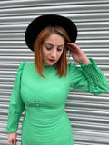 1970s Kemit Green Occasion Maxi Dress. UK 10-12.