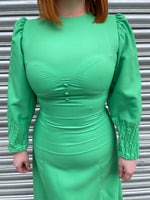 1970s Kemit Green Occasion Maxi Dress. UK 10-12.