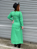 1970s Kemit Green Occasion Maxi Dress. UK 10-12.