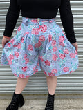 1980s Floral Stripe Culottes. UK 10-12.