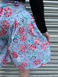 1980s Floral Stripe Culottes. UK 10-12.