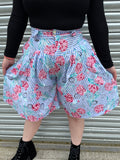 1980s Floral Stripe Culottes. UK 10-12.