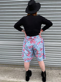 1980s Floral Stripe Culottes. UK 10-12.