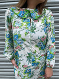 1970s Wildflower Frill Column Maxi Dress. UK 10-12.