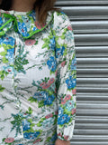 1970s Wildflower Frill Column Maxi Dress. UK 10-12.