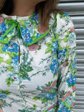 1970s Wildflower Frill Column Maxi Dress. UK 10-12.