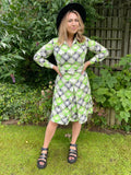 1970s Neon Notched Diamond Shift Dress. UK 10-14.