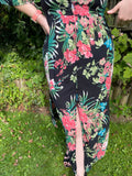 2000s Midnight Florals Plunging Midi Dress. UK 10.