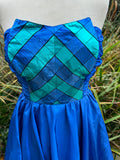 1980s Ariel Shimmer Bandeau Midi Dress. UK 6-8