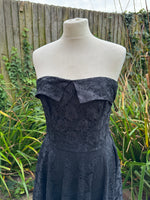1980s Black Lace Bandeau Maxi Dress. UK 10-12.