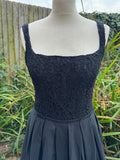 1980s Lace Circle Skirt Little Black Dress. UK 10-12.
