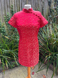 1990s Ruby Gold Oriental Mini Dress. UK 10.
