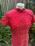 1990s Ruby Gold Oriental Mini Dress. UK 10.