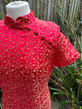 1990s Ruby Gold Oriental Mini Dress. UK 10.
