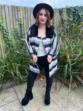 1970s Faux Fur Collar Striped Coat. UK 12-18