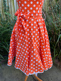 1970s Tangerine Spots Rockabilly Dress. UK 8.