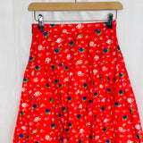Boho Ditsy Red Floral Maxi Skirt. UK 6-8