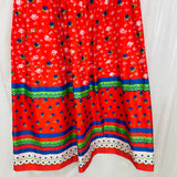 Boho Ditsy Red Floral Maxi Skirt. UK 6-8