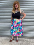80s Watercolour Self-Stripe Midi Skirt. UK 10