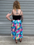 80s Watercolour Self-Stripe Midi Skirt. UK 10
