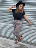 Checked Stretch Highwaist Trousers. UK 12.