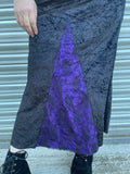 1990s Black Purple Lace Velvet Maxi Dress. UK 10-12.