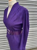 1970s Violet Woven Shift Dress. UK 8-10.