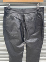 1990s Black Leather Trousers. UK 8-12.
