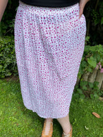 1980s Pink Polka Dot High Waist Skirt. UK 12-18.
