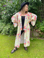 Lemon Floral Authentic Japanese Kimono. UK 12-20