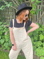 1990s Relaxed Natural Dungarees. UK 14-20.