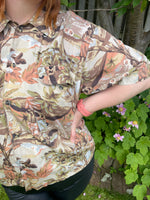 1980s Muted Tropical Ladies Shirt. UK 12-18.