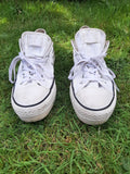 White Sequin Converse Platform Sneakers. UK 7.