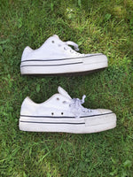 White Sequin Converse Platform Sneakers. UK 7.
