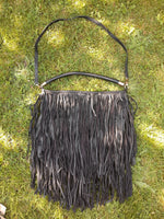Black Faux Leather Fringed Bag