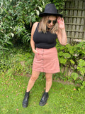 Blush Denim A Line Mini Skirt. UK 12-14.
