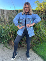 1980s Funky Patches Denim Jacket. UK 12-18.