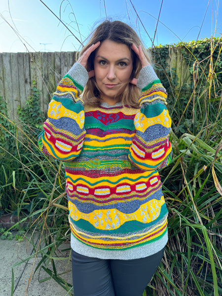 1990s Funky Coogi Style Jumper. UK 12-18.