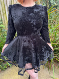 1980s Spotted Velvet Mini Dress. UK 12-14.