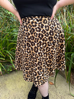 1980s Leopard Print Skater Skirt. UK 6-10.