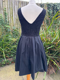 1980s Lace Circle Skirt Little Black Dress. UK 10-12.