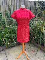 1990s Ruby Gold Oriental Mini Dress. UK 10.