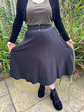 1980s Woven Black Midi Skirt. UK 10-14