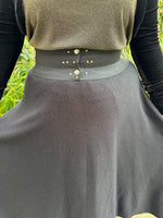 1980s Woven Black Midi Skirt. UK 10-14