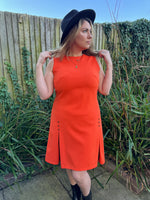 1970s Tangerine Mod Shift Dress. UK 14-16.