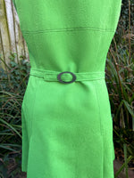 1970s Lime Green Texture Mod Mini Dress. UK 10-14.