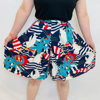 1980s Yessica C&A Ships Ahoy Funky Culottes. UK 8.