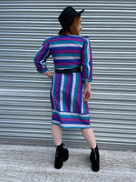 1980s ‘Betsy’s Things’ Striped Day Dress. UK 8-10.