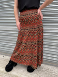 1970s Metallic Aztec Woven Maxi Skirt. UK 10
