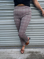 Checked Stretch Highwaist Trousers. UK 12.
